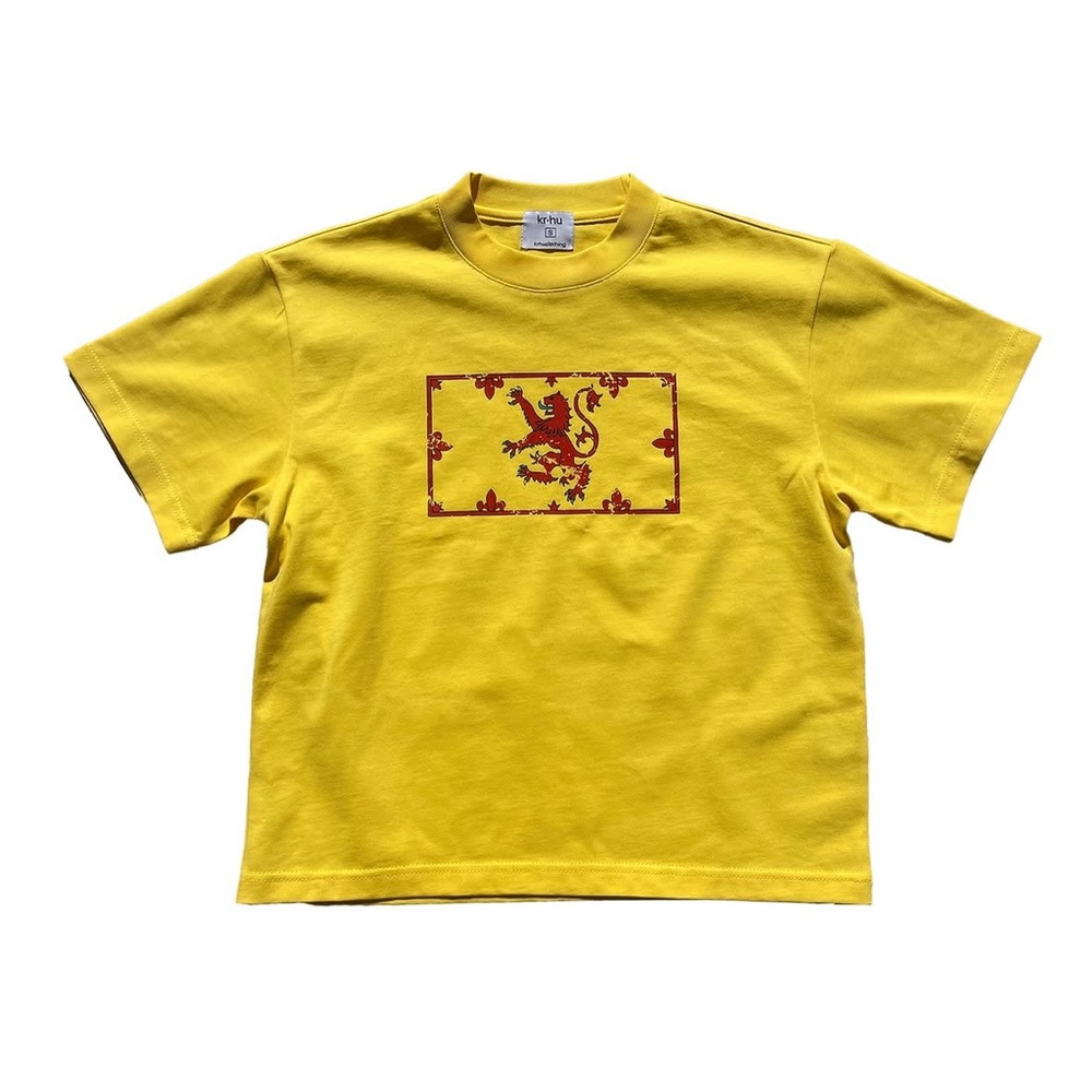 Vibrant Yellow Short Sleeve Tee with Red Graphic